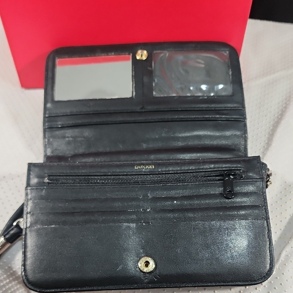 Buxton Black Vegan Leather Crossbody Bag/ Wristlet - Picture 3 of 13